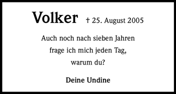 Anzeige von Volker  von Kölner Stadt-Anzeiger / Kölnische Rundschau / Express
