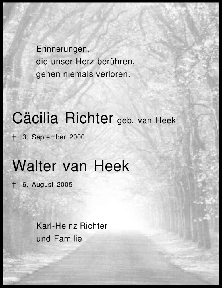  Traueranzeige für Cäcilia Richter vom 08.09.2012 aus Kölner Stadt-Anzeiger / Kölnische Rundschau / Express