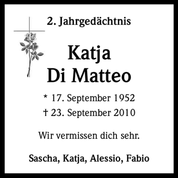 Anzeige von Katja Di Matteo von Kölner Stadt-Anzeiger / Kölnische Rundschau / Express