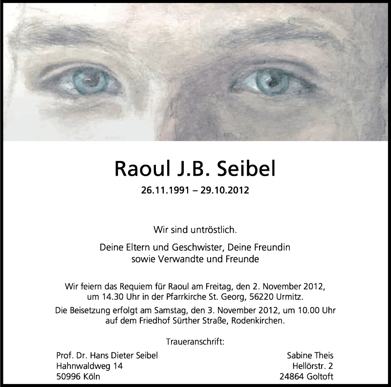  Traueranzeige für Raoul Seibel vom 01.11.2012 aus Kölner Stadt-Anzeiger / Kölnische Rundschau / Express