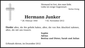Anzeige von Hermann Junker von Kölner Stadt-Anzeiger / Kölnische Rundschau / Express