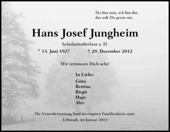 Anzeige von Hans Josef Jungheim von Kölner Stadt-Anzeiger / Kölnische Rundschau / Express