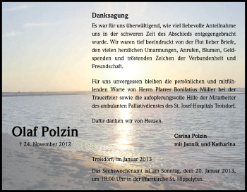 Anzeige von Olaf Polzin von Kölner Stadt-Anzeiger / Kölnische Rundschau / Express