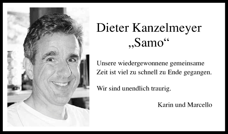  Traueranzeige für Dieter Kanzelmeyer vom 09.01.2013 aus Kölner Stadt-Anzeiger / Kölnische Rundschau / Express