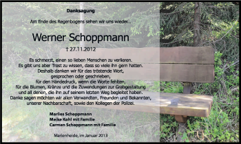 Anzeige von Werner Schoppmann von Kölner Stadt-Anzeiger / Kölnische Rundschau / Express