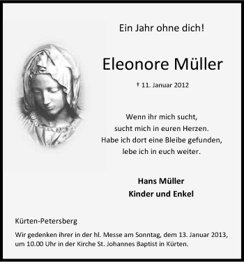 Anzeige von Eleonore Müller von Kölner Stadt-Anzeiger / Kölnische Rundschau / Express