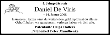 Anzeige von Daniel De Viris von Kölner Stadt-Anzeiger / Kölnische Rundschau / Express