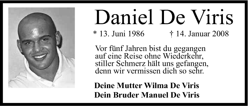  Traueranzeige für Daniel De Viris vom 14.01.2013 aus Kölner Stadt-Anzeiger / Kölnische Rundschau / Express