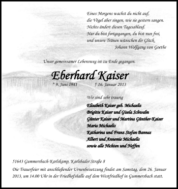 Anzeige von Eberhard Kaiser von Kölner Stadt-Anzeiger / Kölnische Rundschau / Express