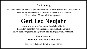 Anzeige von Gert Leo Neujahr von Kölner Stadt-Anzeiger / Kölnische Rundschau / Express