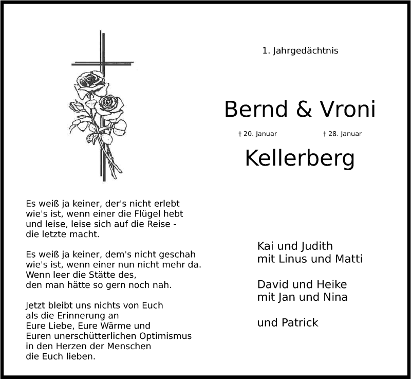  Traueranzeige für Bernd Kellerberg vom 23.01.2013 aus Kölner Stadt-Anzeiger / Kölnische Rundschau / Express