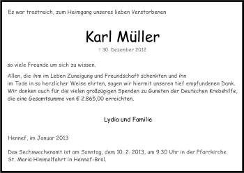 Anzeige von Karl Müller von Kölner Stadt-Anzeiger / Kölnische Rundschau / Express