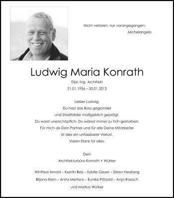 Anzeige von Ludwig Maria Konrath von Kölner Stadt-Anzeiger / Kölnische Rundschau / Express