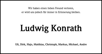Anzeige von Ludwig Konrath von Kölner Stadt-Anzeiger / Kölnische Rundschau / Express