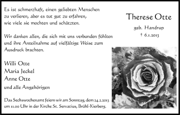 Anzeige von Therese Otte von Kölner Stadt-Anzeiger / Kölnische Rundschau / Express