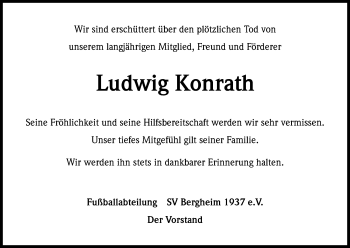Anzeige von Ludwig Konrath von Kölner Stadt-Anzeiger / Kölnische Rundschau / Express