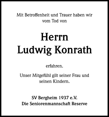 Anzeige von Ludwig Konrath von Kölner Stadt-Anzeiger / Kölnische Rundschau / Express