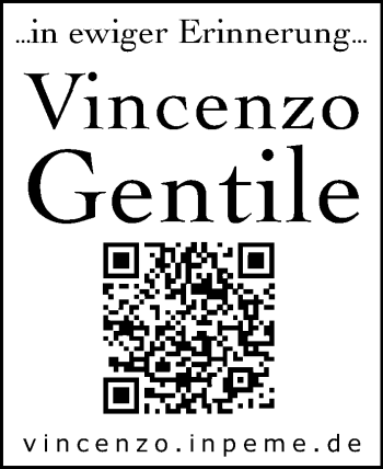 Anzeige von Vincenzo Gentile von Kölner Stadt-Anzeiger / Kölnische Rundschau / Express