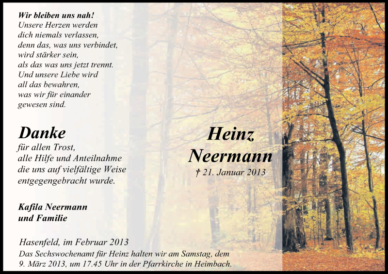  Traueranzeige für Heinz Neermann vom 23.02.2013 aus Kölner Stadt-Anzeiger / Kölnische Rundschau / Express