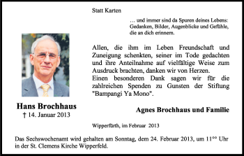 Anzeige von Hans Brochhaus von Kölner Stadt-Anzeiger / Kölnische Rundschau / Express