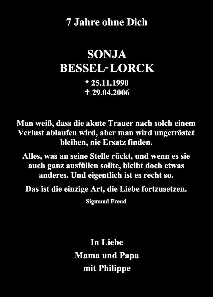  Traueranzeige für Sonja Bessel-Lorck vom 29.04.2013 aus Kölner Stadt-Anzeiger / Kölnische Rundschau / Express