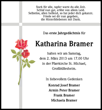 Anzeige von Katharina Bramer von Kölner Stadt-Anzeiger / Kölnische Rundschau / Express
