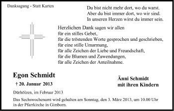 Anzeige von Egon Schmidt von Kölner Stadt-Anzeiger / Kölnische Rundschau / Express
