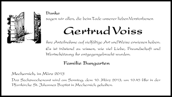 Anzeige von Gertrud Voiss von Kölner Stadt-Anzeiger / Kölnische Rundschau / Express