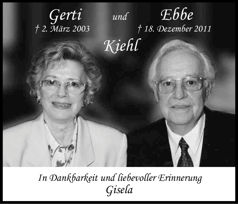  Traueranzeige für Gerti und Ebbe Kiehl vom 02.03.2013 aus Kölner Stadt-Anzeiger / Kölnische Rundschau / Express