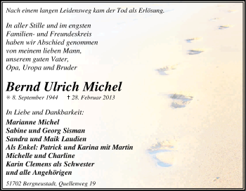 Anzeige von Bernd Ulrich Michel von Kölner Stadt-Anzeiger / Kölnische Rundschau / Express