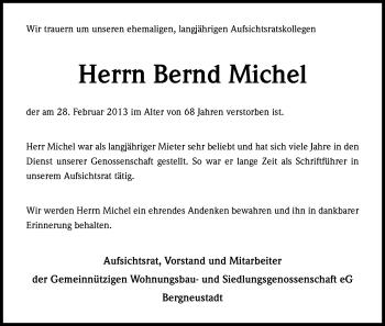Anzeige von Bernd Michel von Kölner Stadt-Anzeiger / Kölnische Rundschau / Express
