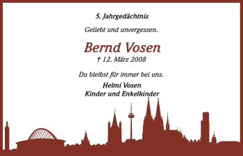 Anzeige von Bernd Vosen von Kölner Stadt-Anzeiger / Kölnische Rundschau / Express