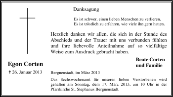 Anzeige von Egon Corten von Kölner Stadt-Anzeiger / Kölnische Rundschau / Express