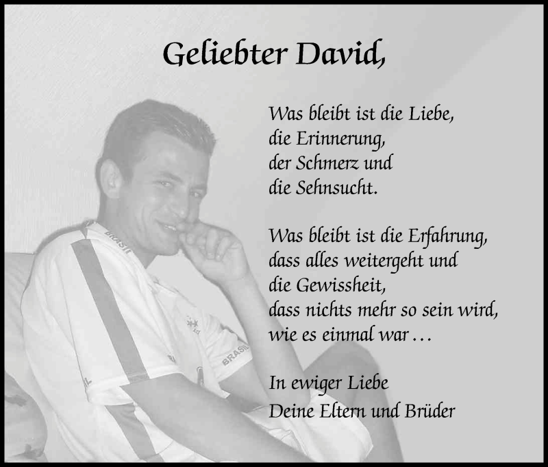  Traueranzeige für David Widera vom 12.03.2013 aus Kölner Stadt-Anzeiger / Kölnische Rundschau / Express