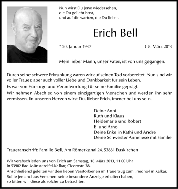 Anzeige von Erich Bell von Kölner Stadt-Anzeiger / Kölnische Rundschau / Express