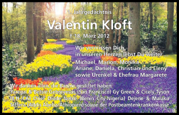 Anzeige von Valentin Kloft von Kölner Stadt-Anzeiger / Kölnische Rundschau / Express