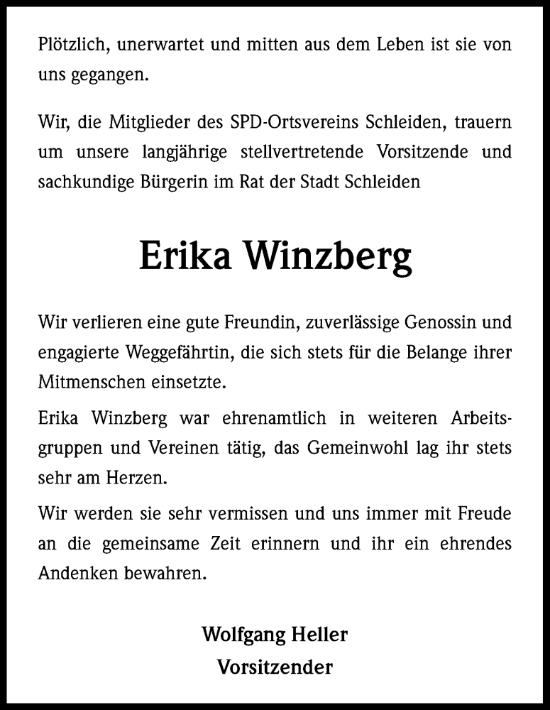  Traueranzeige für Erika Winzberg vom 16.03.2013 aus Kölner Stadt-Anzeiger / Kölnische Rundschau / Express