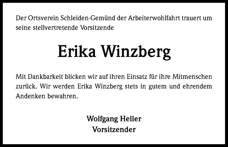  Traueranzeige für Erika Winzberg vom 16.03.2013 aus Kölner Stadt-Anzeiger / Kölnische Rundschau / Express