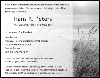 Anzeige von Hans Peters von Kölner Stadt-Anzeiger / Kölnische Rundschau / Express