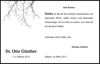 Anzeige von Otto Günther von Kölner Stadt-Anzeiger / Kölnische Rundschau / Express