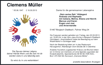 Anzeige von Clemens Müller von Kölner Stadt-Anzeiger / Kölnische Rundschau / Express