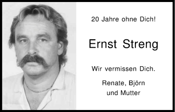 Anzeige von Ernst Streng von Kölner Stadt-Anzeiger / Kölnische Rundschau / Express