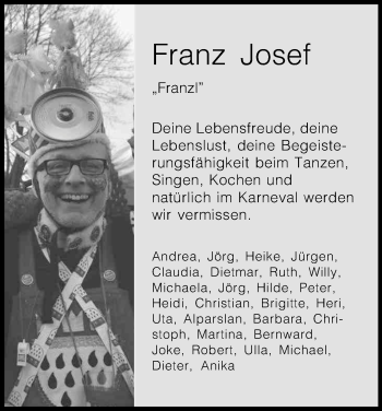 Anzeige von Franz Josef Glowania von Kölner Stadt-Anzeiger / Kölnische Rundschau / Express