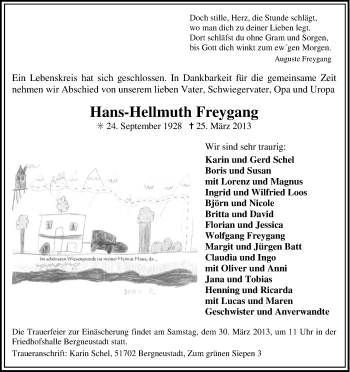 Anzeige von Hans-Hellmuth Freygang von Kölner Stadt-Anzeiger / Kölnische Rundschau / Express