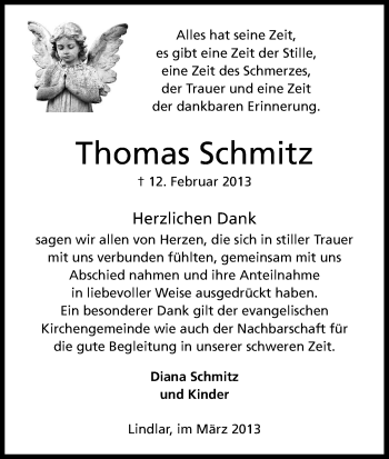 Anzeige von Thomas Schmitz von Kölner Stadt-Anzeiger / Kölnische Rundschau / Express