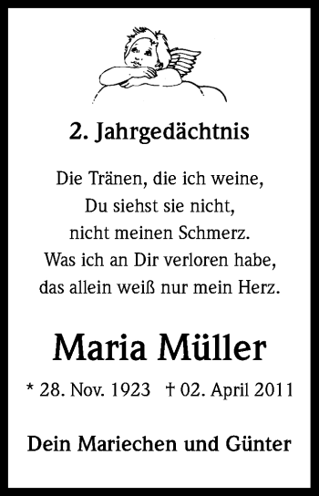 Anzeige von Maria Müller von Kölner Stadt-Anzeiger / Kölnische Rundschau / Express