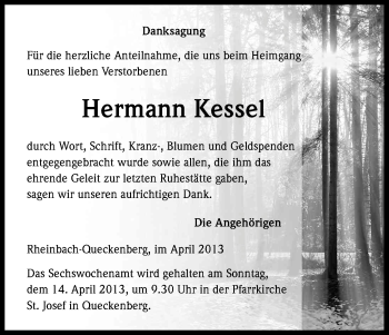 Anzeige von Hermann Kessel von Kölner Stadt-Anzeiger / Kölnische Rundschau / Express