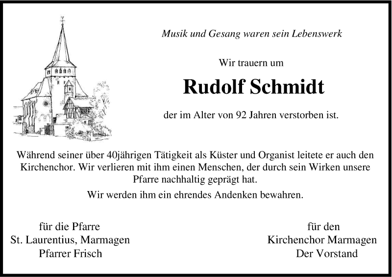  Traueranzeige für Rudolf Schmidt vom 11.04.2013 aus Kölner Stadt-Anzeiger / Kölnische Rundschau / Express