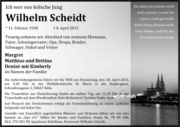 Anzeige von Wilhelm Scheidt von Kölner Stadt-Anzeiger / Kölnische Rundschau / Express
