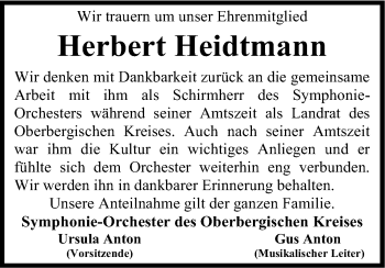 Anzeige von Herbert Heidtmann von Kölner Stadt-Anzeiger / Kölnische Rundschau / Express